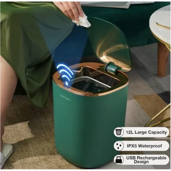 12L Intelligent Sensing Odpadky, Koše na Kúpeľňa Wc Kreatívne Automatické Koša Obývacia Izba Svetlo Luxus s Odpadkov, Veko Koša