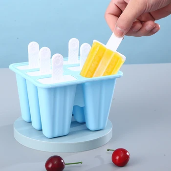 6Cells Ľad Silikónové Ice Cream Formy Opakovane Popsicle Plesne DIY Domáce Dezert Mraznička Ovocné Šťavy Ice Pop Maker