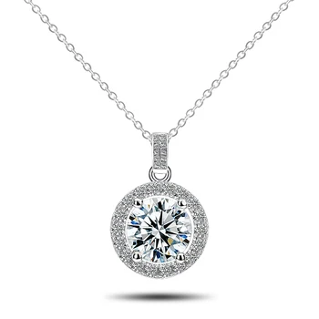 Klasické Moissanite Náhrdelník Pre Kúzlo Ženy 3ct Diamantový Prívesok Šperky, Zásnubné Svadobné Party Darčeky Mincový Striebro 925