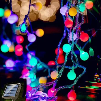 Solárny 5M/7M/12M Crystal ball LED Reťazec Svetlá Rozprávkových Svetiel Vence Na Halloween, Vianočné Party, Outdoor Dekorácie